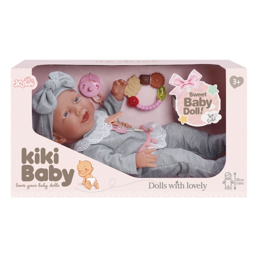 בובת תינוק ריאליסטית 40 ס"מ גוף ויניל – כולל מוצץ, רעשן וסט לבוש יוקרתי