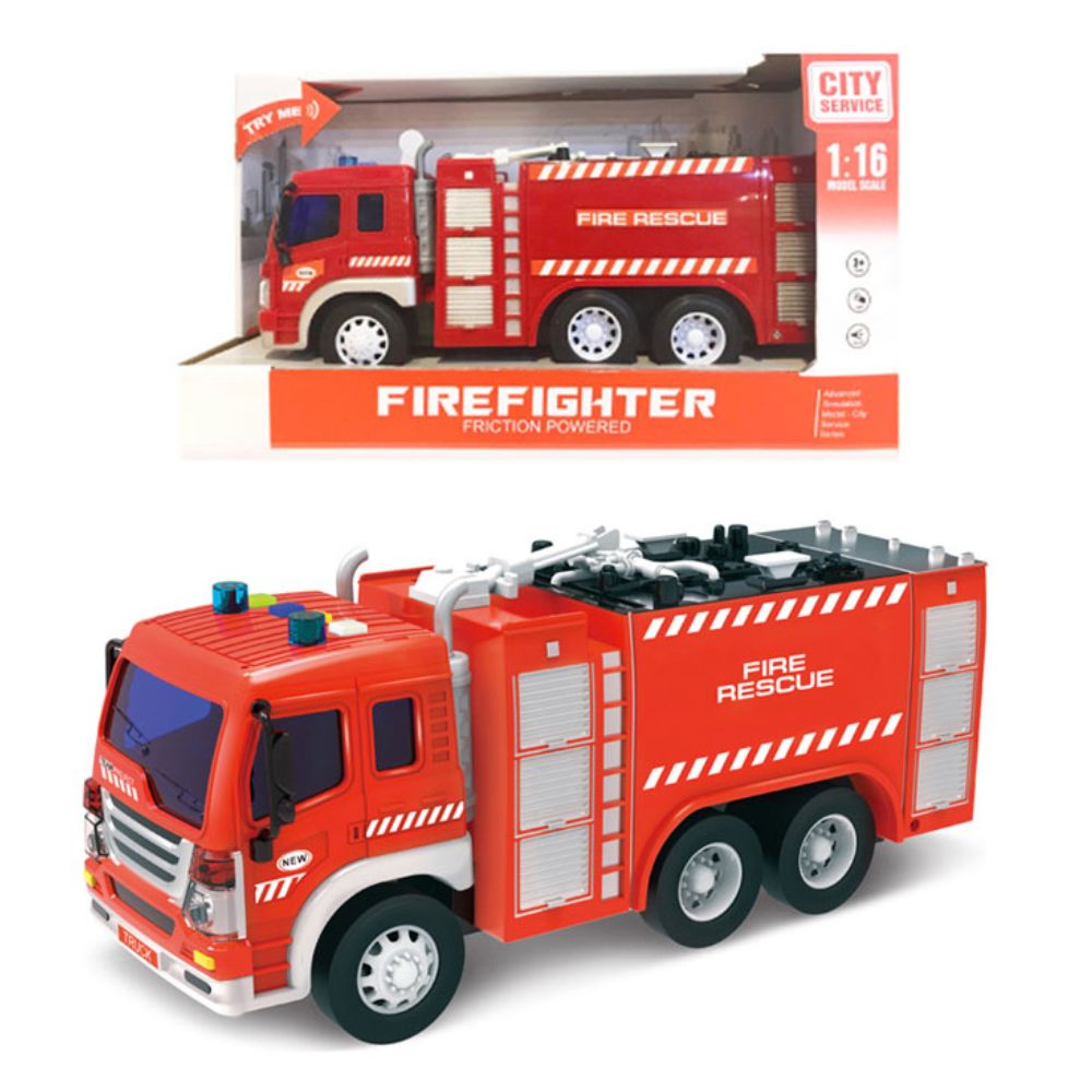 כבאית הצלה אינטראקטיבית – דגם עוצמתי עם סולם נפתח, אורות וצלילי חירום