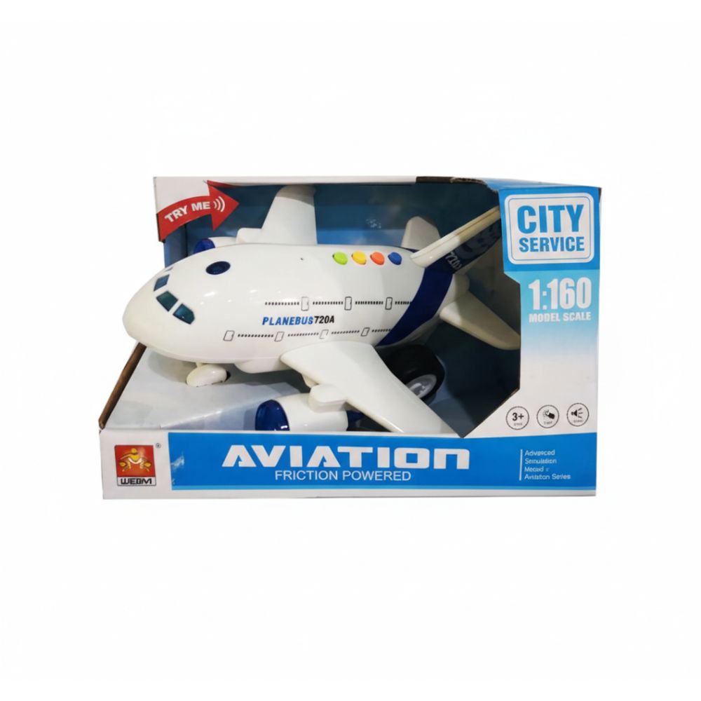 מטוס נוסעים אינטראקטיבי – דגם עם אורות מהבהבים, צלילים ריאליסטיים ומנגנון נסיעה עוצמתי – תמונה 3