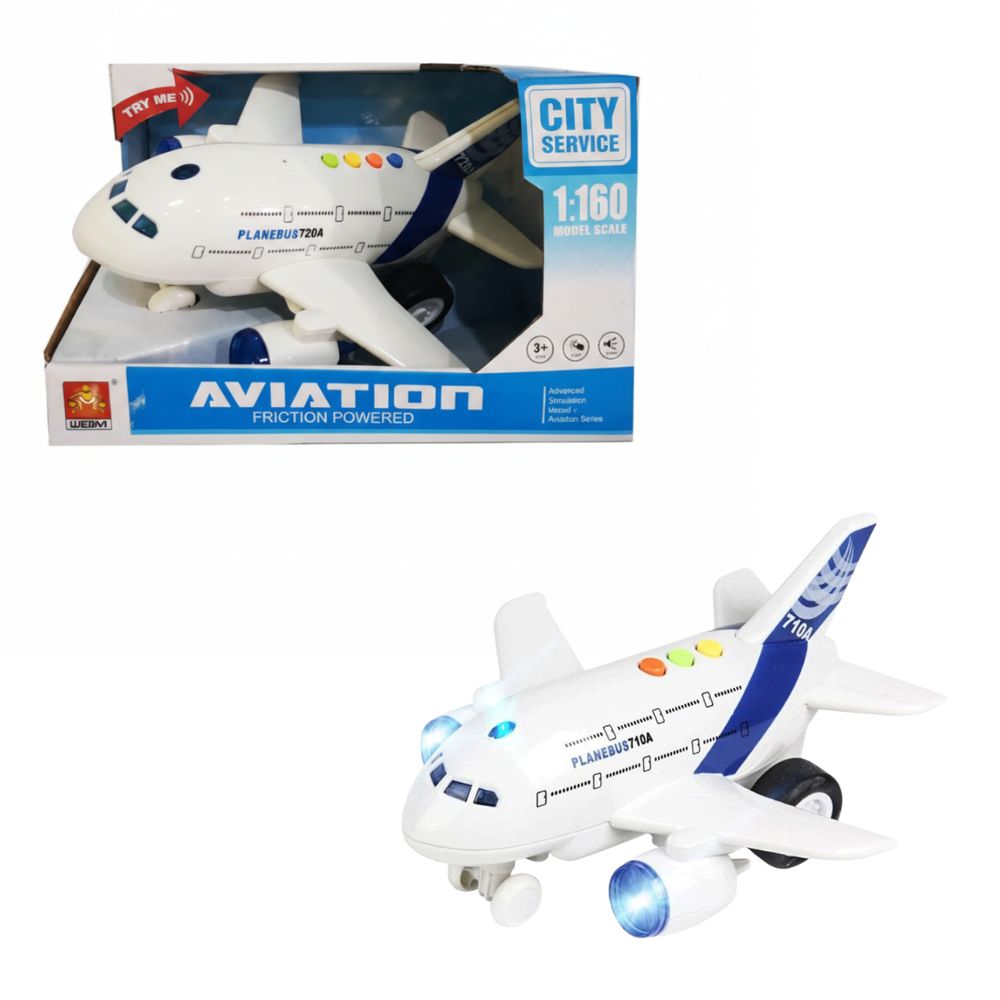 מטוס נוסעים אינטראקטיבי – דגם עם אורות מהבהבים, צלילים ריאליסטיים ומנגנון נסיעה עוצמתי