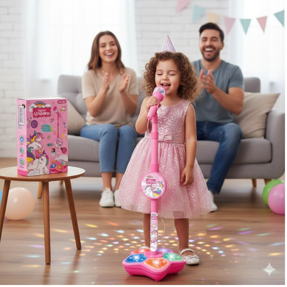 מכונת קריוקי לילדים הכוללת מעמד מתכוונן, מיקרופון וחיבור למוזיקה | בצבע ורוד – תמונה 3