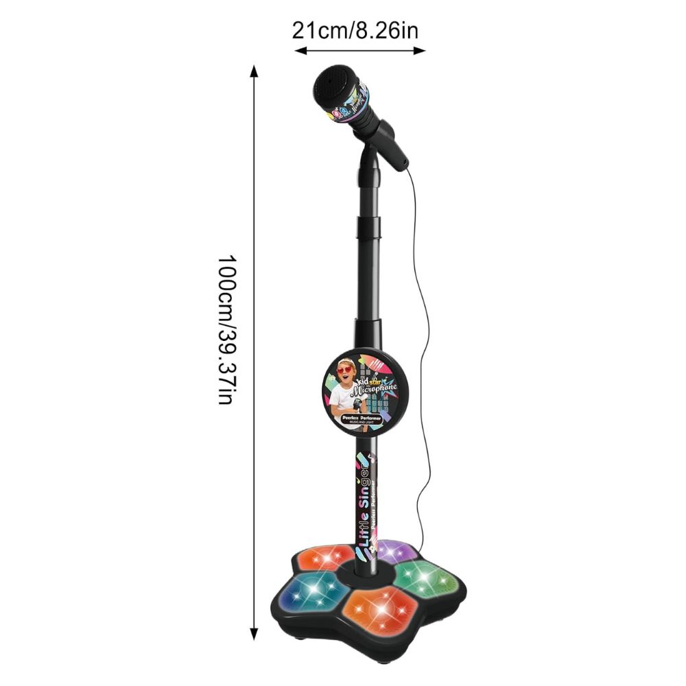 מכונת קריוקי לילדים הכוללת מעמד מתכוונן, מיקרופון וחיבור למוזיקה | בצבע שחור – תמונה 3