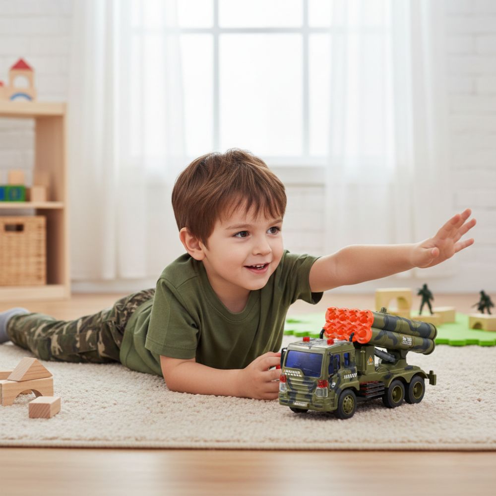 משאית טילים צבאית אינטראקטיבית – דגם עוצמתי עם אורות, צלילי קרב ומערכת שיגור – תמונה 2
