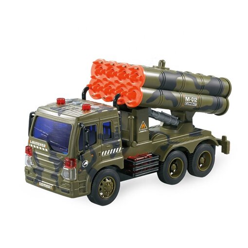 משאית טילים צבאית אינטראקטיבית – דגם עוצמתי עם אורות, צלילי קרב ומערכת שיגור