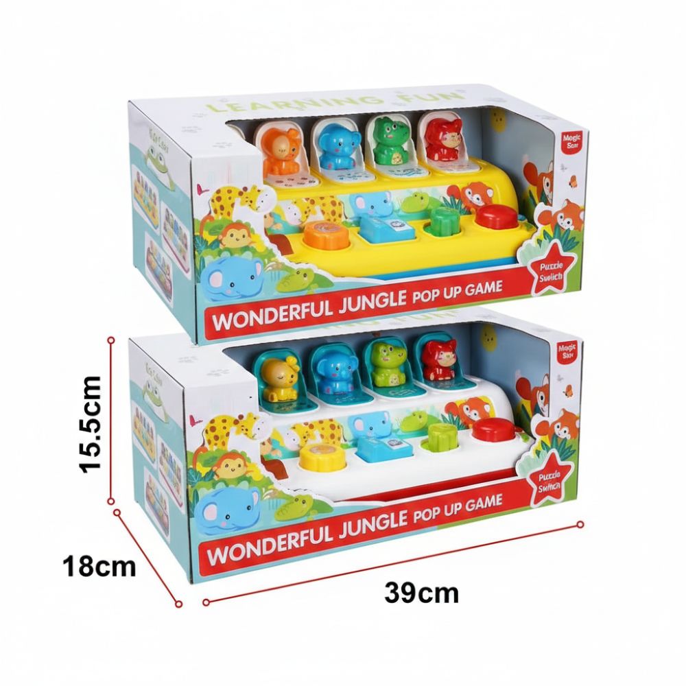 משחק חיות קופצות אינטראקטיבי: צעצוע התפתחות מונטסורי עם אורות, צלילים ולחצני הפעלה – תמונה 2