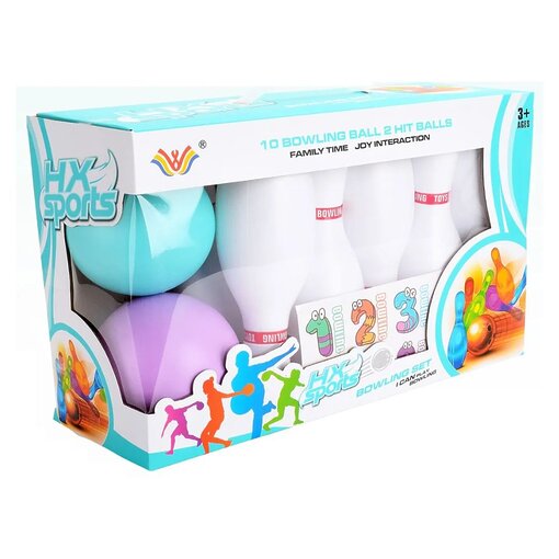 סט באולינג גבוה לילדים: 10 חיילים וזוג כדורים