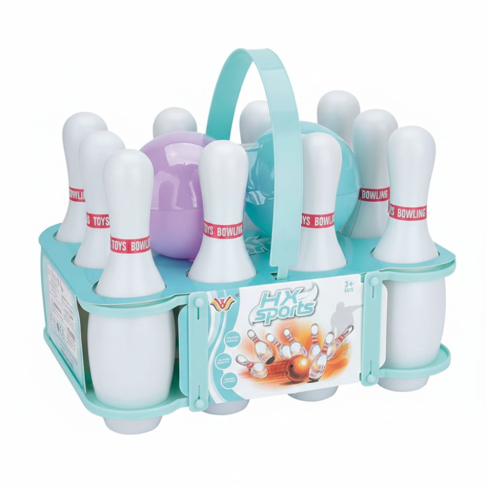 סט באולינג לילדים: 10 חיילים וזוג כדורים עם גומות אחיזה