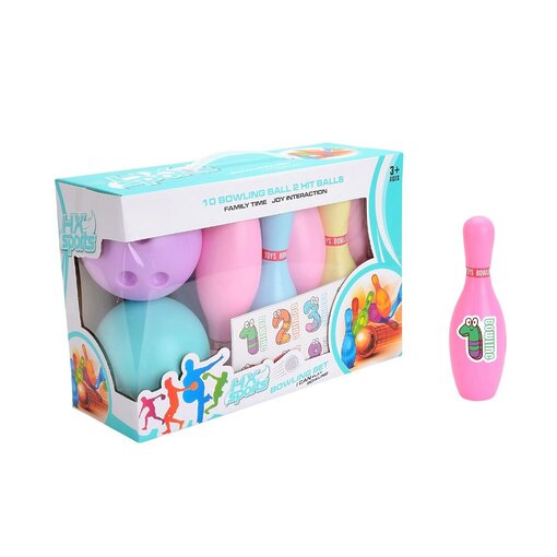 סט מיני באולינג נייד וצבעוני לילדים: חיילים 23 ס"מ לחוויית משחק בכל מקום