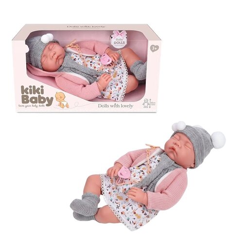 קיקי בייבי: בובת תינוק ריאליסטית עם מוצץ וסט בגדים