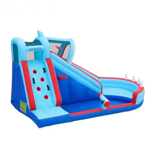 הרפתקת הכריש: פארק מים מתנפח 6 ב-1 דגם 83046 עם מגלשה ותותח מים | Doctor Dolphin