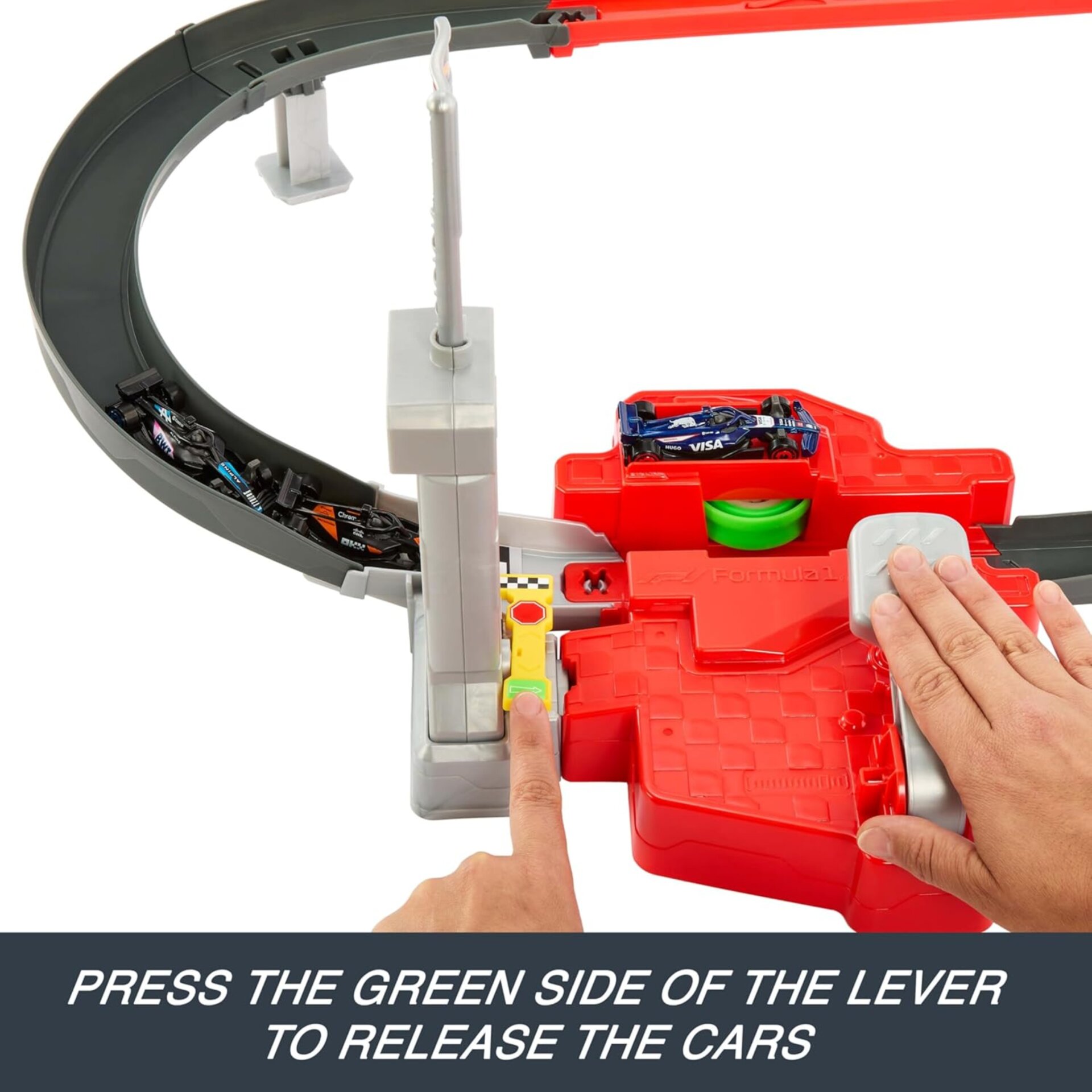 מסלול Hot Wheels Racing Formula 1® Sprint Circuit – ערכת מרוץ ועקיפה עם 3 רכבי נבחרות – תמונה 2