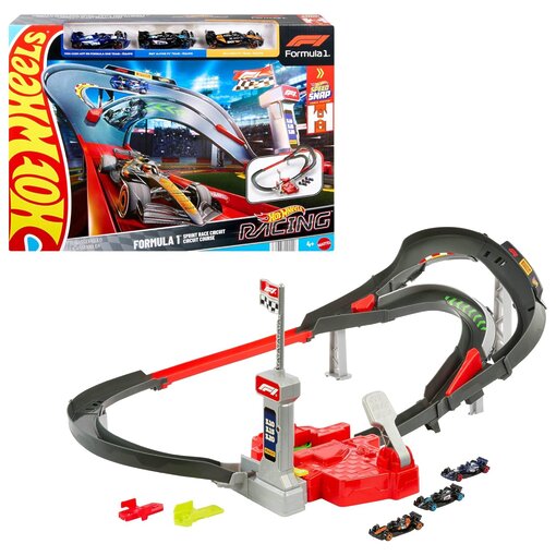 מסלול Hot Wheels Racing Formula 1® Sprint Circuit – ערכת מרוץ ועקיפה עם 3 רכבי נבחרות