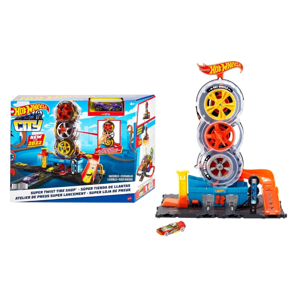 מסלול חנות הצמיגים המסתובבת – Hot Wheels City Super Twist