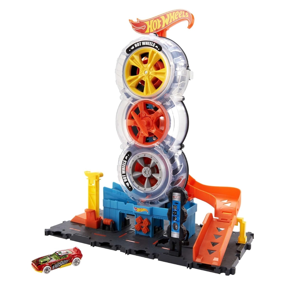 מסלול חנות הצמיגים המסתובבת – Hot Wheels City Super Twist – תמונה 2