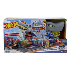 מארז שטיפת מכוניות הוט ווילס סיטי כריש תוקף (Hot Wheels City Ultimate Octo Shark Car Wash) + מכונית משנה צבע