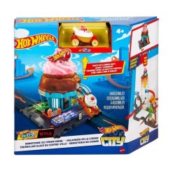 מסלול הוט ווילס סיטי חנות גלידה מפותלת (Hot Wheels City Downtown Ice Cream Swirl) + מכונית גלידה
