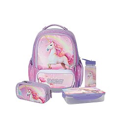 מארז Magical Unicorn קל גב X-FIX PACK – סט תיק גב אורתופדי מתרחב עם קלמר ואביזרים