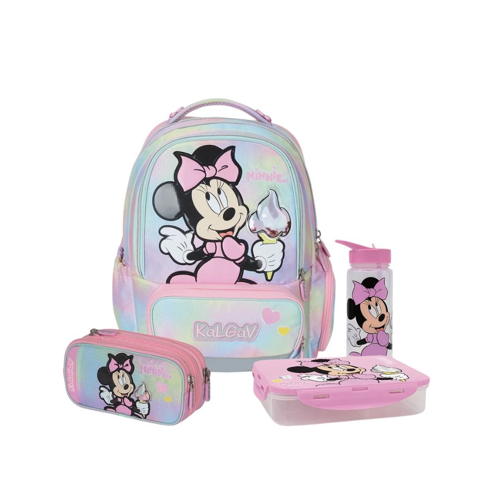 מארז Minnie Mouse קל גב X-FIX PACK – סט תיק גב אורתופדי מתרחב לבית הספר עם קלמר ואביזרים