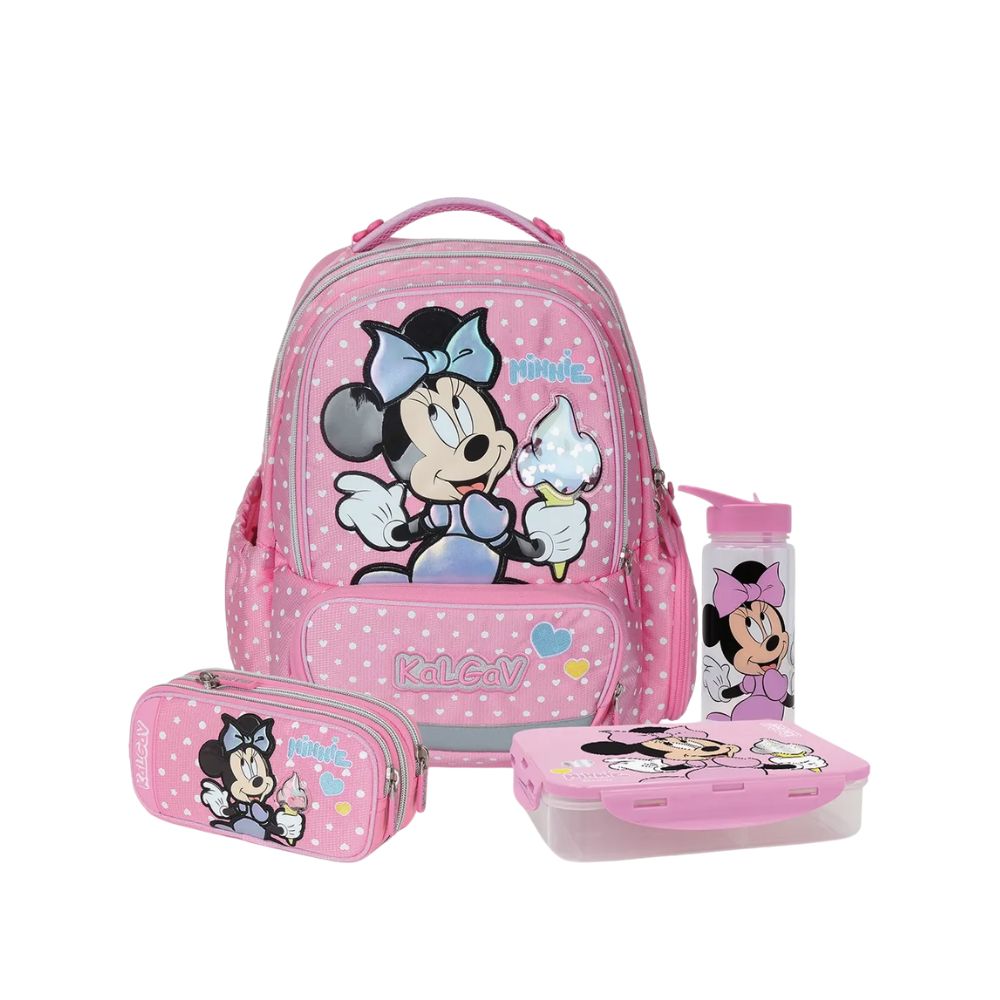 מארז Minnie Mouse קל גב X-FIX PACK – סט תיק גב אורתופדי מתרחב לבית הספר עם קלמר ואביזרים