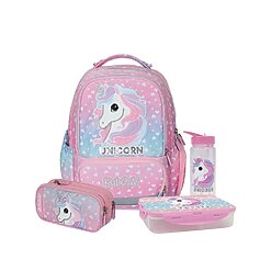 מארז Unicorn קל גב X-FIX PACK – סט תיק גב אורתופדי מתרחב לבית הספר עם קלמר ואביזרים