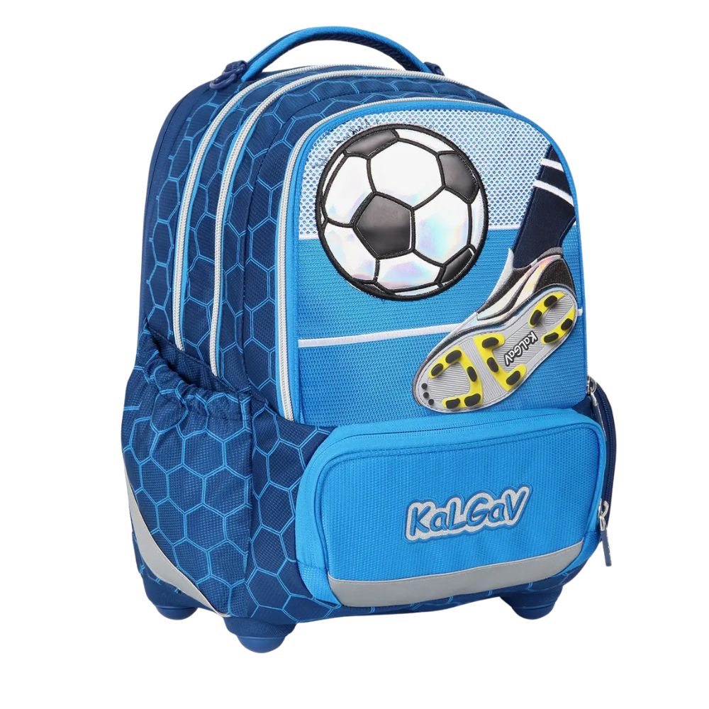 מארז כדורגל כחול קל גב X-FIX PACK Soccer Game – סט תיק גב אורתופדי מתרחב עם קלמר ואביזרים – תמונה 3