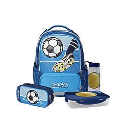 מארז כדורגל כחול קל גב X-FIX PACK Soccer Game – סט תיק גב אורתופדי מתרחב עם קלמר ואביזרים