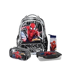 מארז ספיידרמן קל גב X-FIX Spiderman – סט תיק גב אורתופדי מתרחב עם קלמר ואביזרים