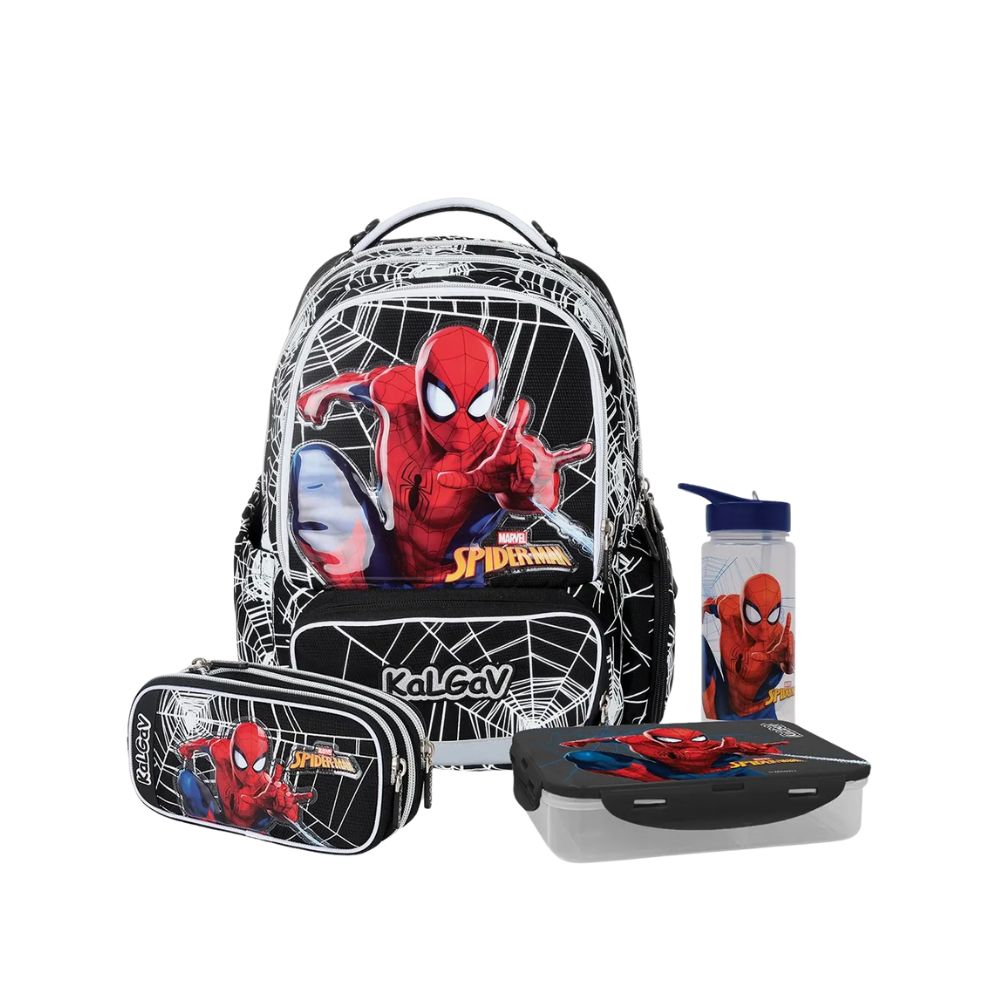 מארז ספיידרמן קל גב X-FIX Spiderman – סט תיק גב אורתופדי מתרחב עם קלמר ואביזרים