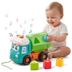 ⁦משאית התפתחותית למיון צורות והתאמת צבעים לפעוטות – צעצוע משיכה עם אפקטים קוליים ותאורה⁩ – תמונה ⁦6⁩