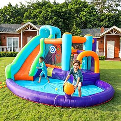 ⁦מתקן מתנפח מגלשת מים 6 ב-1 דגם 82001 AirMyFun – פארק מים וקפיצה לחצר כולל מפוח!⁩ – תמונה ⁦5⁩