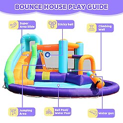 ⁦מתקן מתנפח מגלשת מים 6 ב-1 דגם 82001 AirMyFun – פארק מים וקפיצה לחצר כולל מפוח!⁩ – תמונה ⁦4⁩