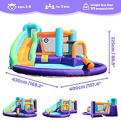 ⁦מתקן מתנפח מגלשת מים 6 ב-1 דגם 82001 AirMyFun – פארק מים וקפיצה לחצר כולל מפוח!⁩ – תמונה ⁦6⁩