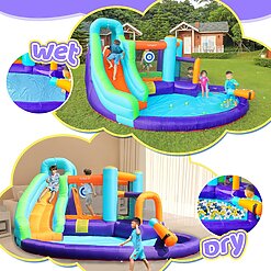 ⁦מתקן מתנפח מגלשת מים 6 ב-1 דגם 82001 AirMyFun – פארק מים וקפיצה לחצר כולל מפוח!⁩ – תמונה ⁦3⁩