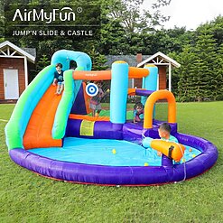 ⁦מתקן מתנפח מגלשת מים 6 ב-1 דגם 82001 AirMyFun – פארק מים וקפיצה לחצר כולל מפוח!⁩ – תמונה ⁦7⁩