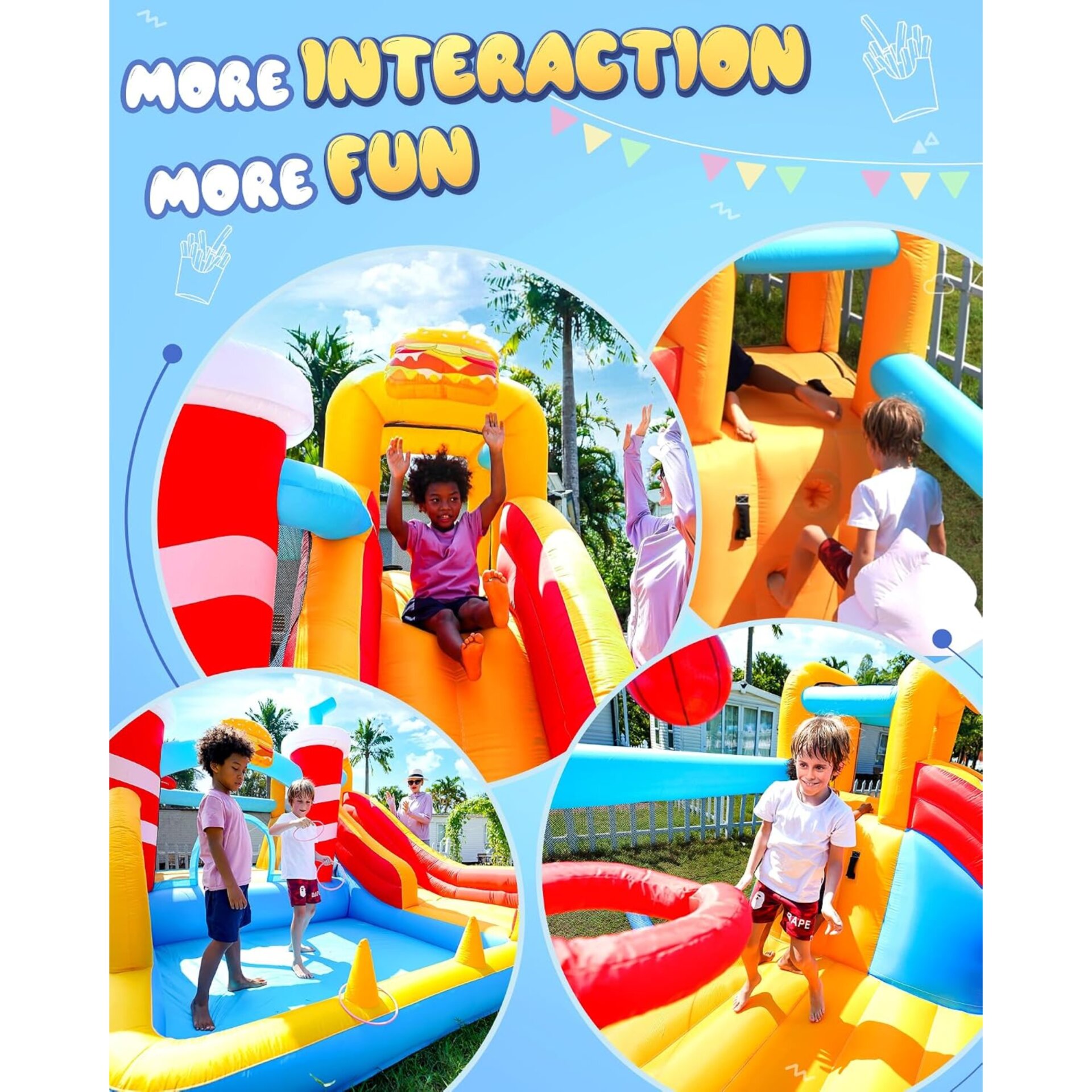 מתקן מתנפח מים AirMyFun דגם 82080 – פארק מים וקפיצה לחצר כולל מפוח! – תמונה 6