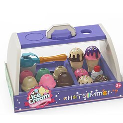 סט משחק דוכן גלידה לילדים במארז – כולל כדורי גלידה, גביעים וכף מזיגה