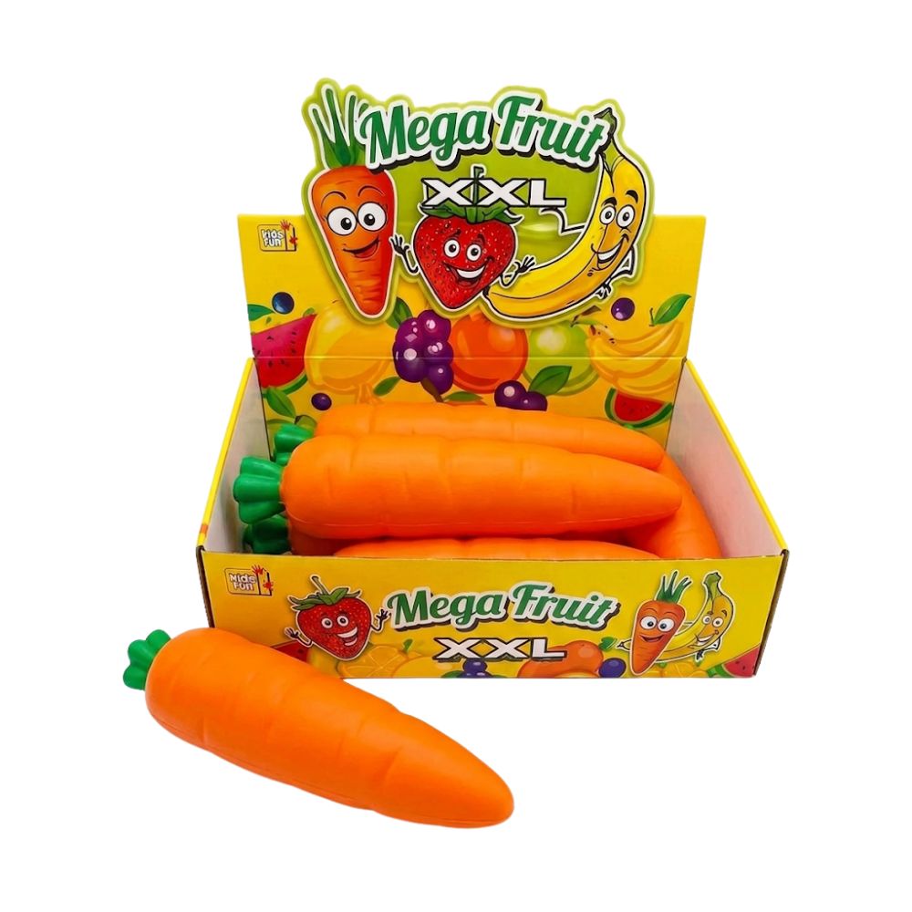 סקווישי גזר ענק Mega Fruit XXL בגודל 30 ס"מ – צעצוע מעיכה להפגת מתחים