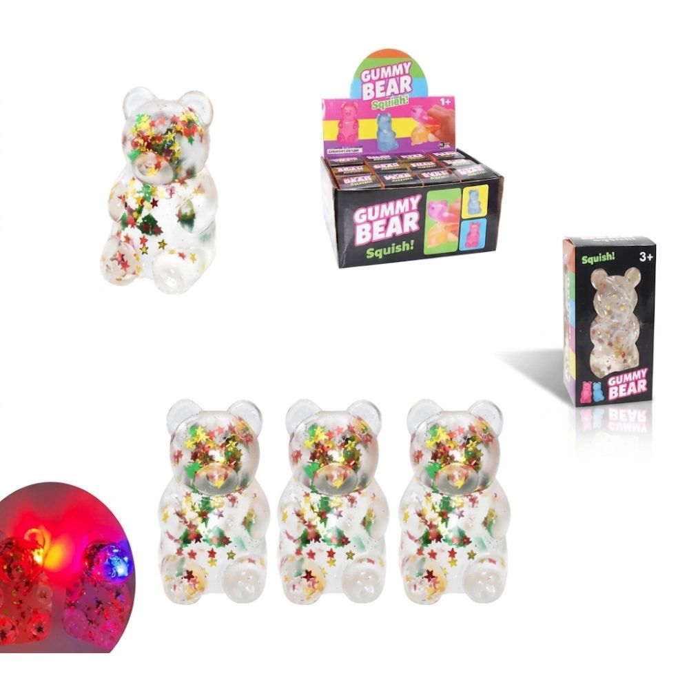 סקווישי דובי גומי מאיר Light-Up Gummy Bear – ג'ל שקוף עם כוכבים מנצנצים