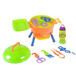 עמדת מנגל בועות סבון לילדים Bubble BBQ – מכונת בועות עם מאוורר, תבניות וכלי מנגל לחצר