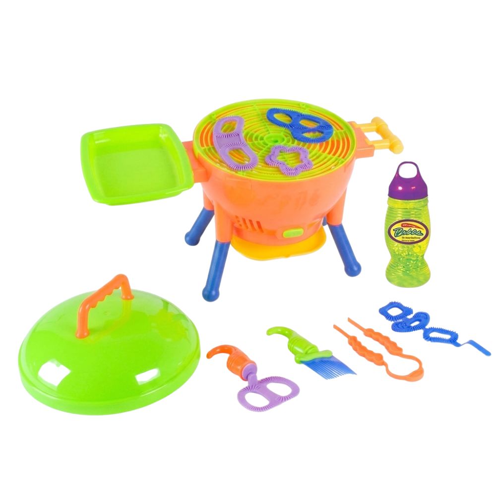 עמדת מנגל בועות סבון לילדים Bubble BBQ – מכונת בועות עם מאוורר, תבניות וכלי מנגל לחצר