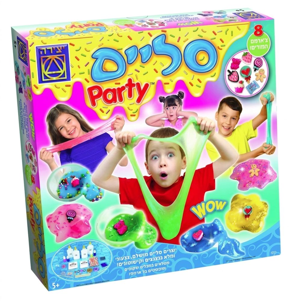 ערכת סליים Party לילדים 8 צנצנות עם אביזרי קישוט – מארז יצירה ומשחק חושי לפיתוח דמיון