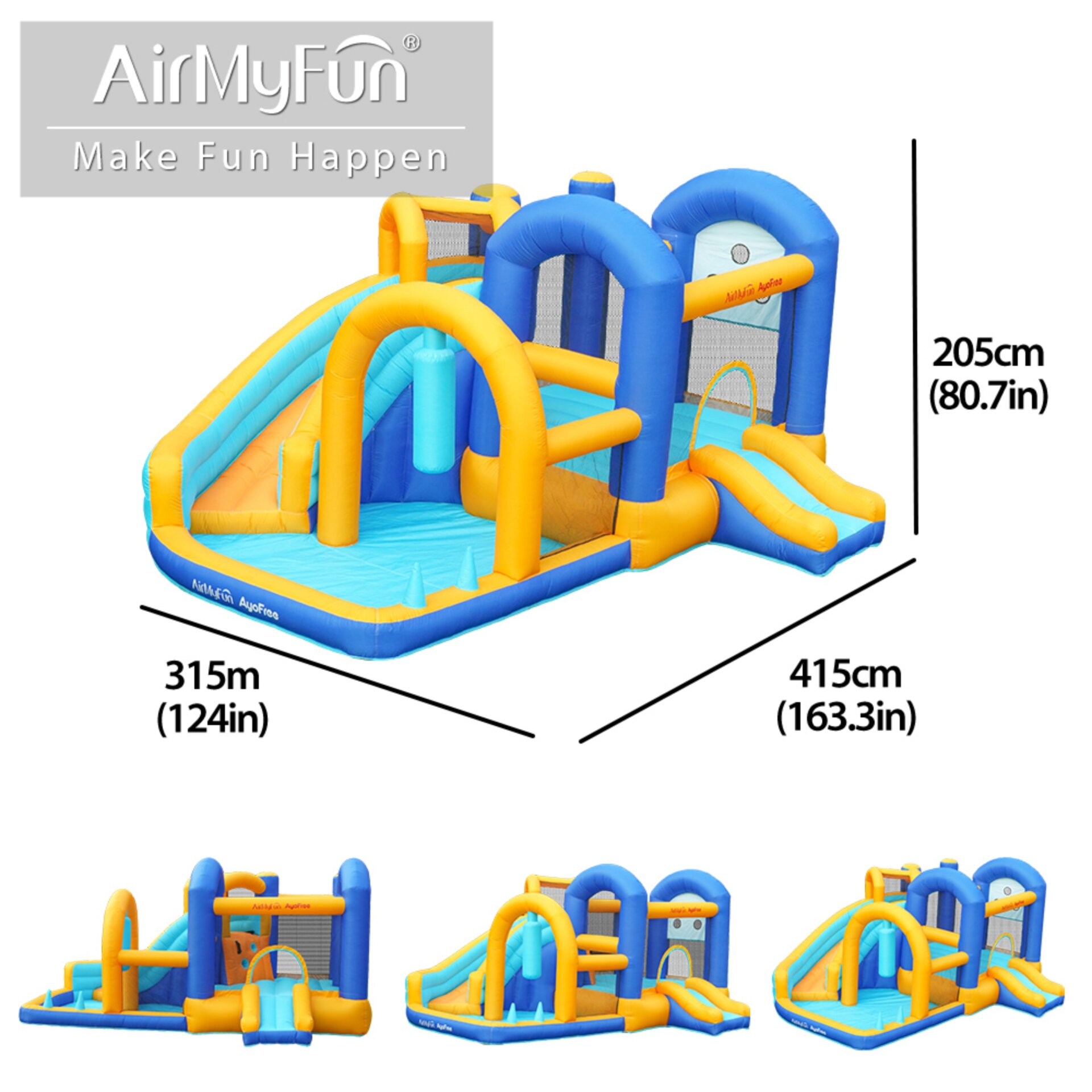 פארק מים מתנפח לחצר AirMyFun 82118 – מתחם קפיצה, מגלשה ובריכה לילדים – תמונה 6