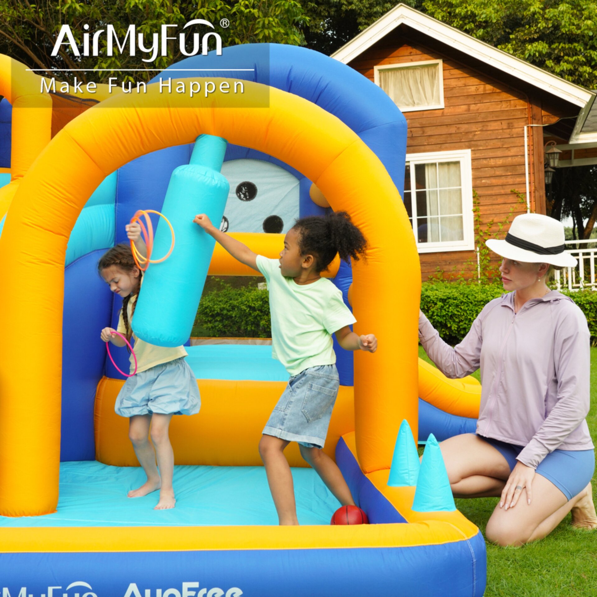 פארק מים מתנפח לחצר AirMyFun 82118 – מתחם קפיצה, מגלשה ובריכה לילדים – תמונה 4