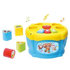 צעצוע פעילות מוזיקלי משולב מיון צורות ואחסון פנימי – קובייה חינוכית לפעוטות עם אפקטים קוליים – תמונה 3
