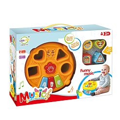 צעצוע פעילות מוזיקלי משולב מיון צורות ואחסון פנימי – קובייה חינוכית לפעוטות עם אפקטים קוליים – תמונה 2