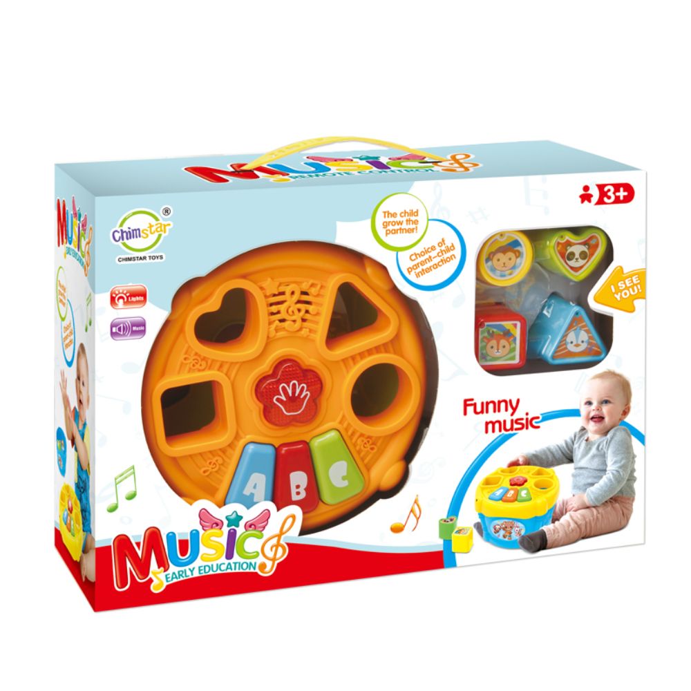 צעצוע פעילות מוזיקלי משולב מיון צורות ואחסון פנימי – קובייה חינוכית לפעוטות עם אפקטים קוליים – תמונה 2