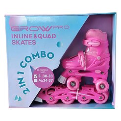 קומבו רולר בליידס וסקייטים לילדים 2 ב-1 Grow – מידה 34 | ורוד