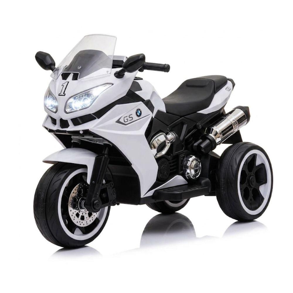 אופנוע ממונע לילדים דגם GS 12V עם 3 גלגלים, אורות זוהרים בגלגלים ומערכת מוזיקה