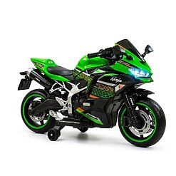 אופנוע ממונע לילדים קופי נינג'ה ZX-25R 12V עם גלגלי גומי ותאורת LED | ירוק