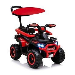 טרקטורון ממונע לילדים 6V משולב דחיפה בצבע אדום